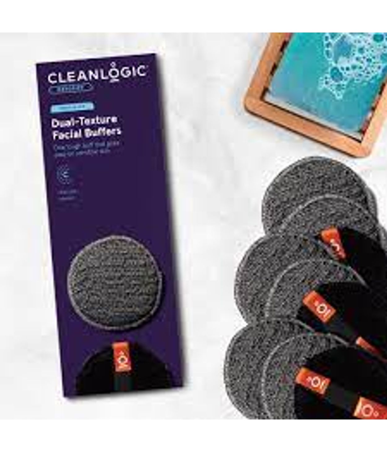 CLEANLOGIC Charcoal Dual-Texture Facial Buffers