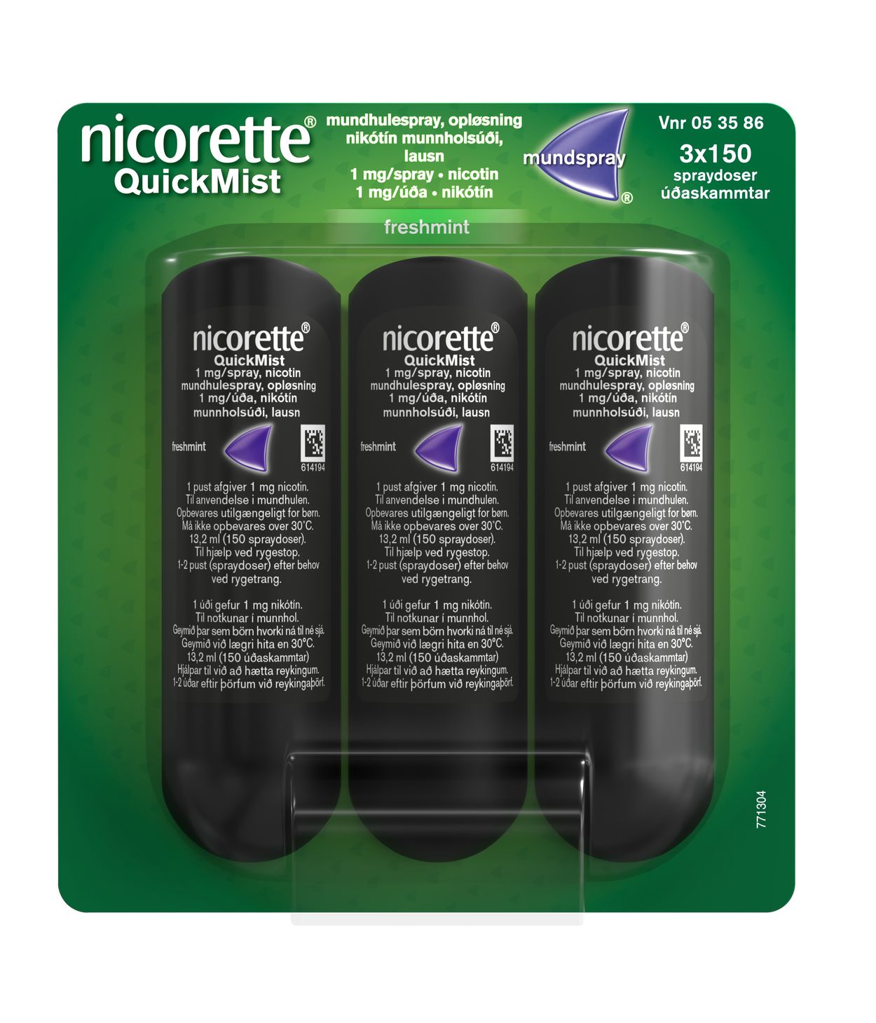 Nicorette QuickMist, munnhúði 1 mg/sk 450 skammtar