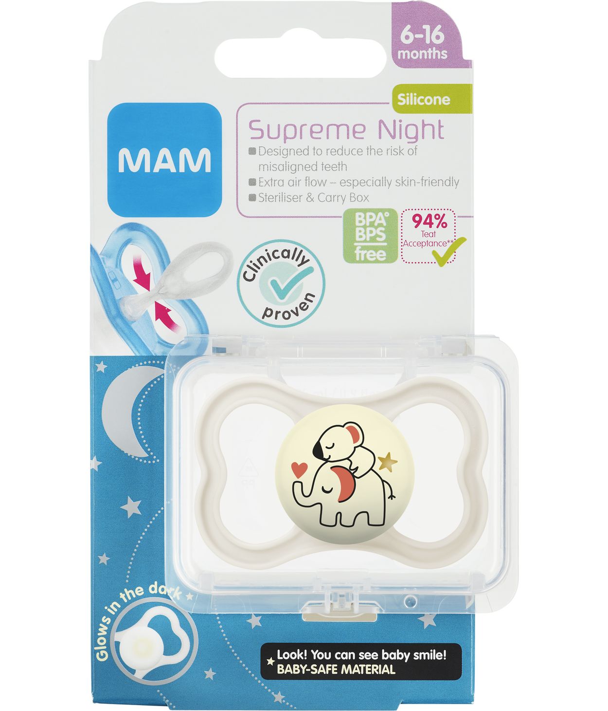 MAM Snuð Supreme Night 6-16m 1stk