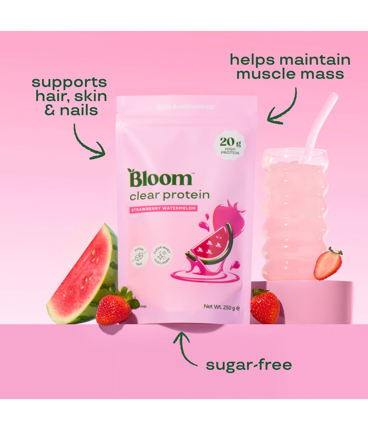 Bloom Clear Protein Collagen Peach Mango 250g
