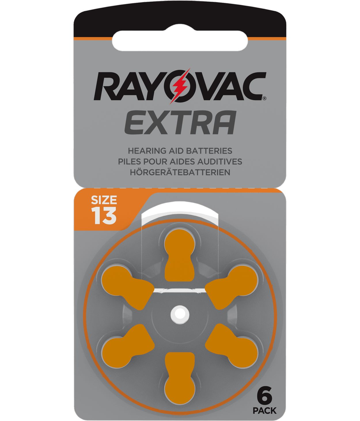 Rafhlöður í Heyrnatæki 13 Orange 6stk