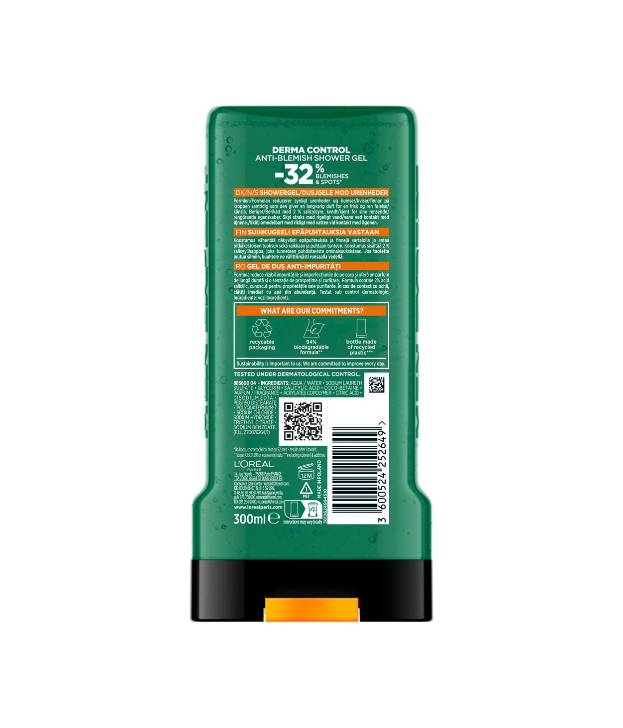 L'ORÉAL Men Derma Control Shower Gel 300ml