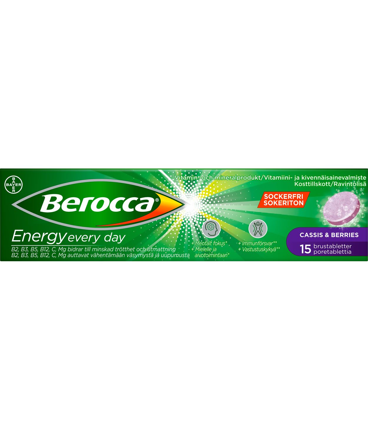 Berocca Energy með sólberjabragði 15 töflur