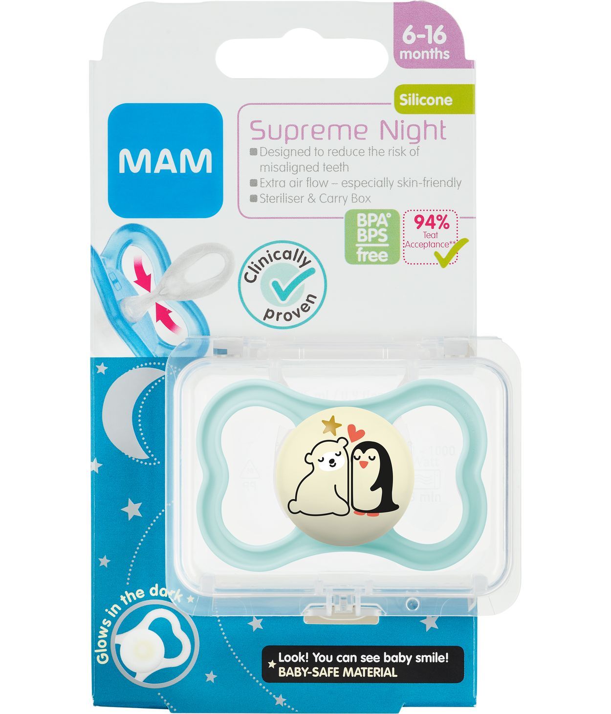 MAM Snuð Supreme Night 6-16m 1stk