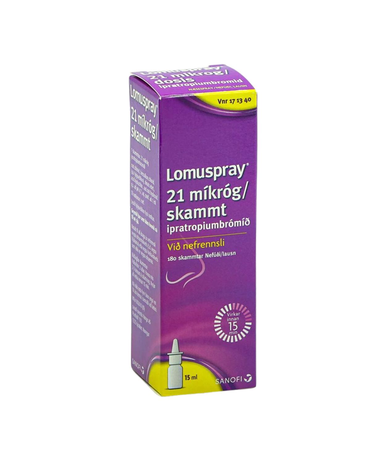 Lomuspray, nefúði 21 mcg/sk 15 ml