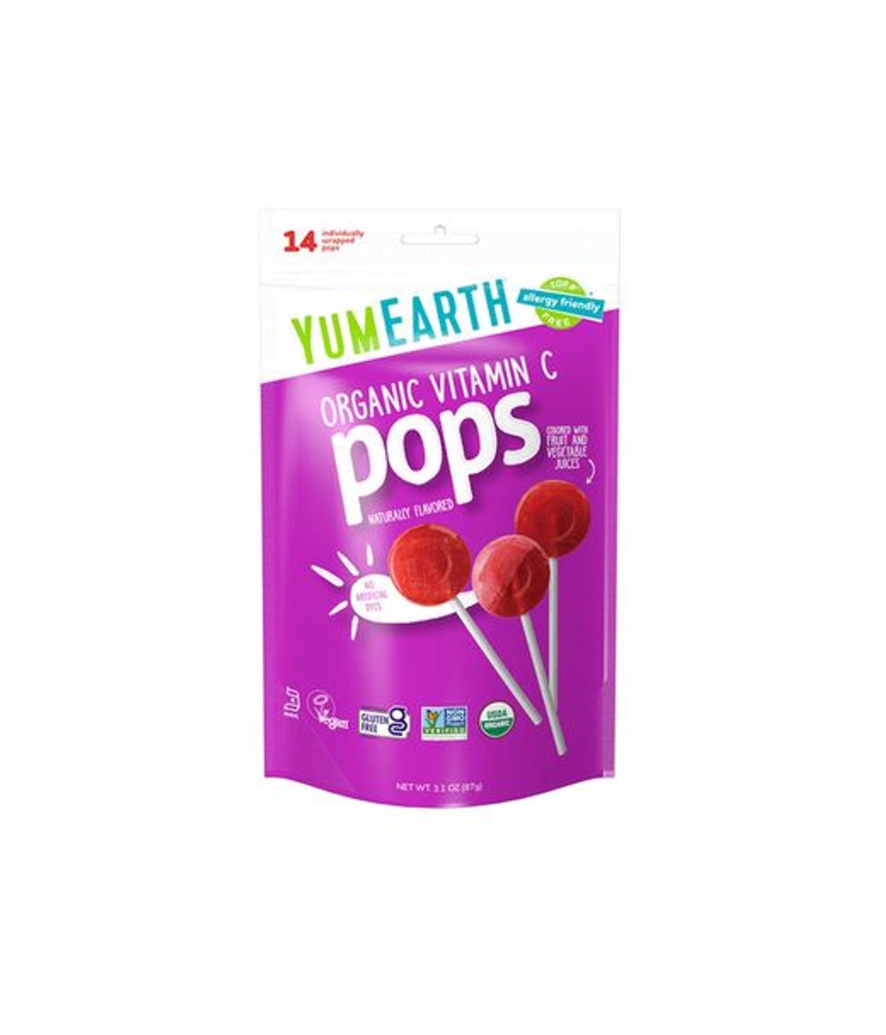 YumEarth Lífrænir Sleikjóar C Vítamín 14stk