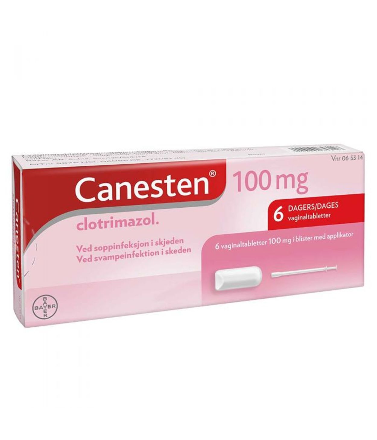 Canesten+ sk-tfl 100 mg 6 stk +stjaka