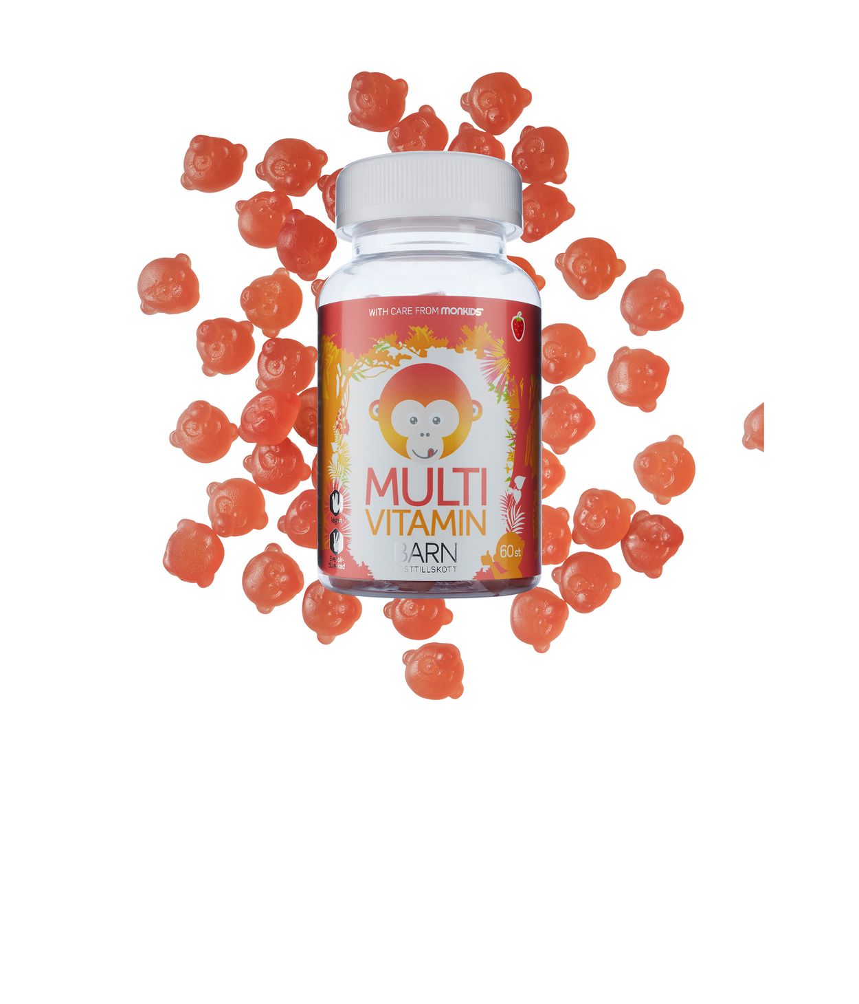 Monkids Fjölvítamín með Jarðaberjabragði 60stk