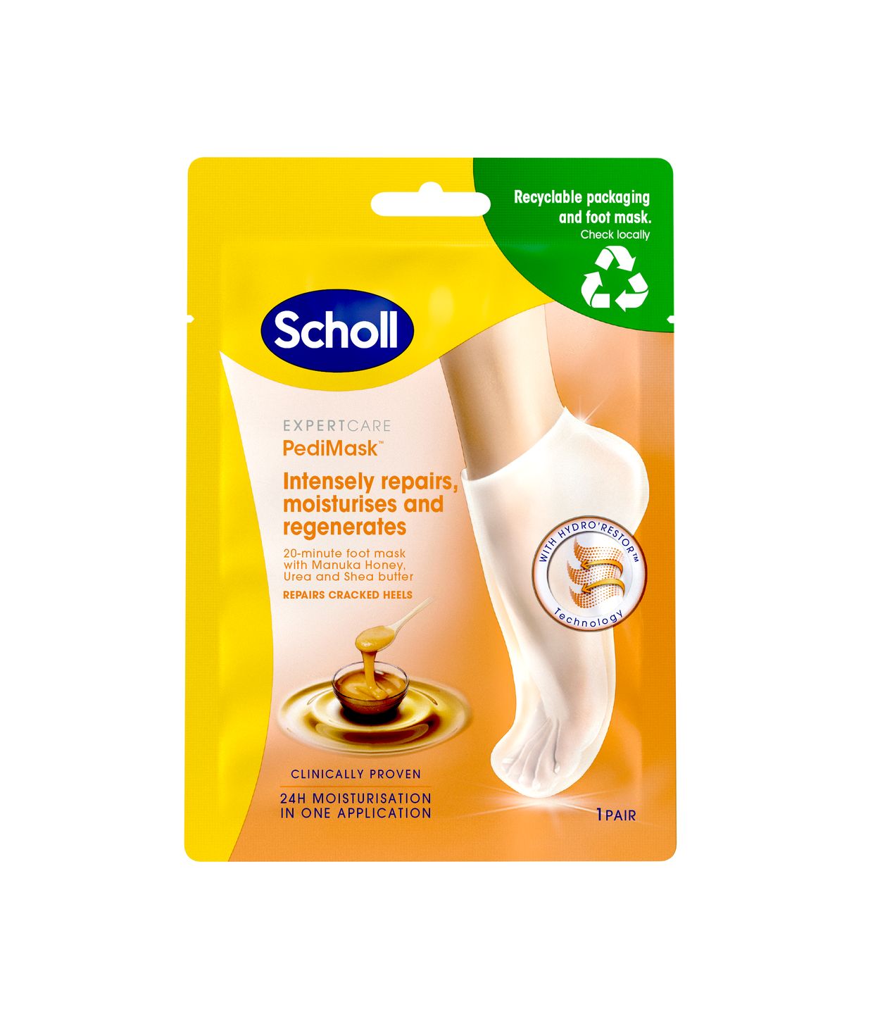 Scholl Fótamaski Manuka Honey 1par