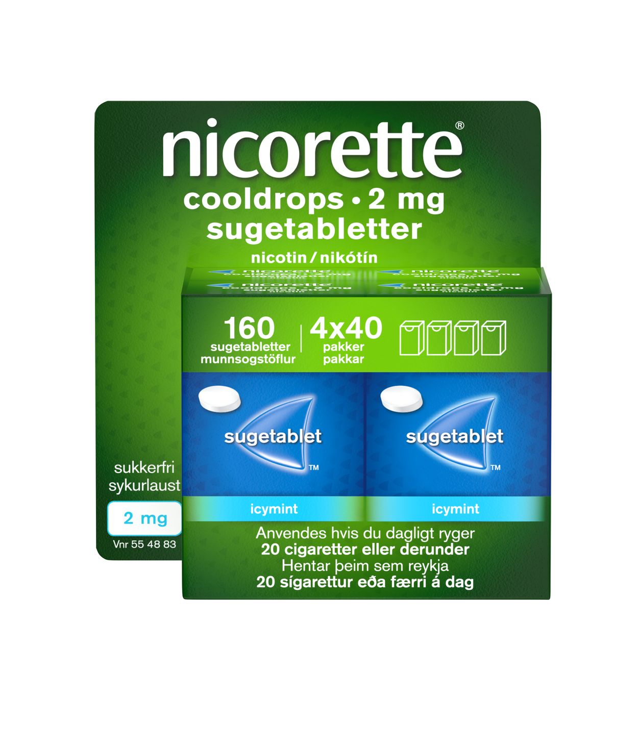 Nicorette Cooldrops munnsogstöflur 2mg 160stk