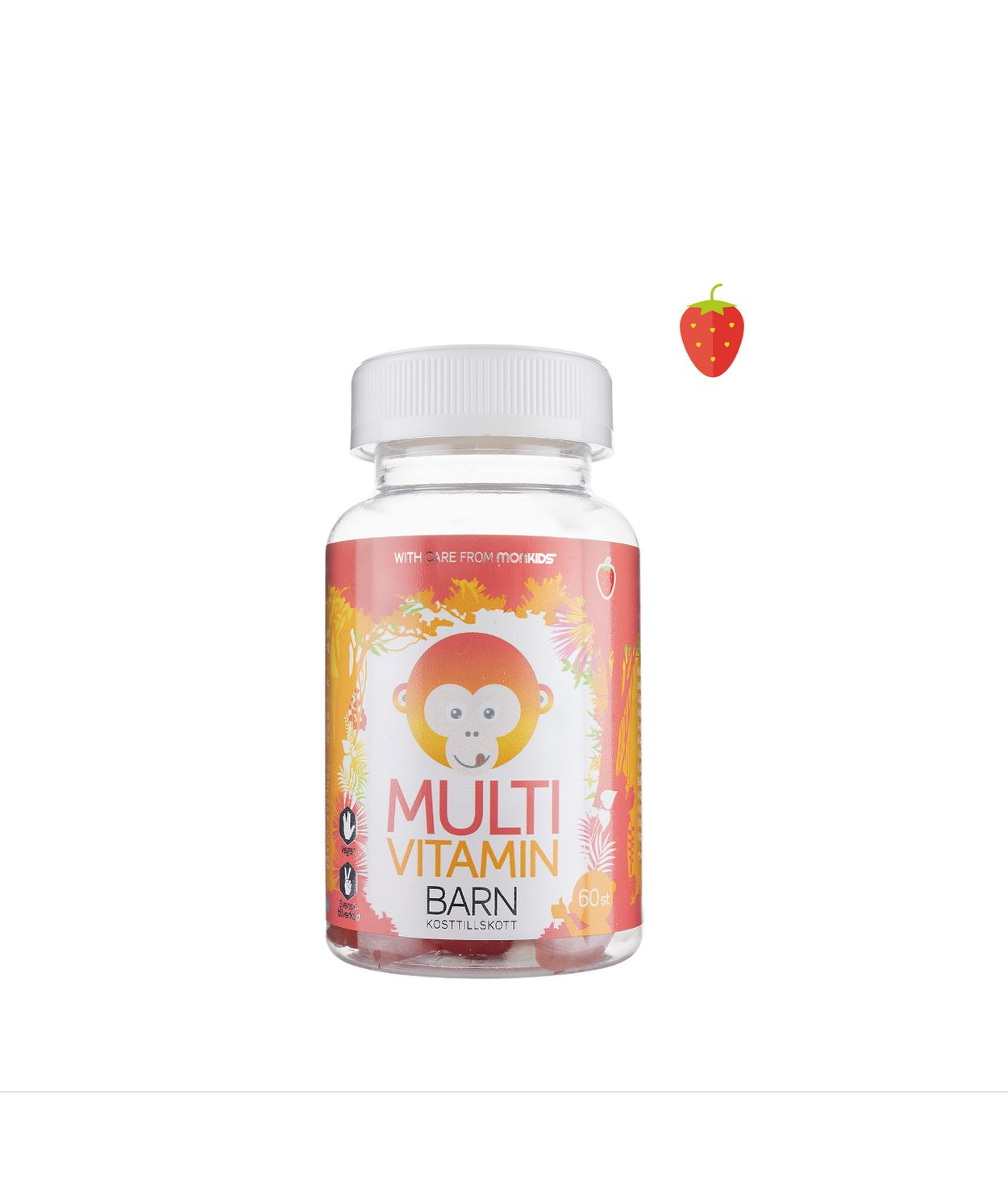 Monkids Fjölvítamín með Jarðaberjabragði 60stk