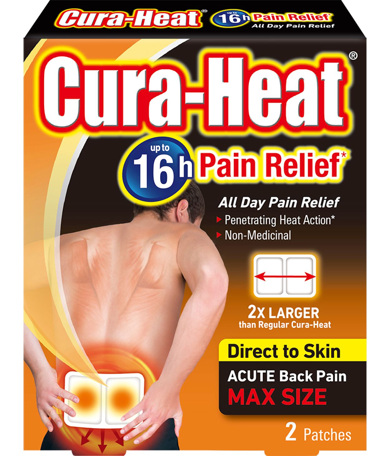 Cura-Heat Hitaplástrar Direct XL Pain-Back 2stk/pk