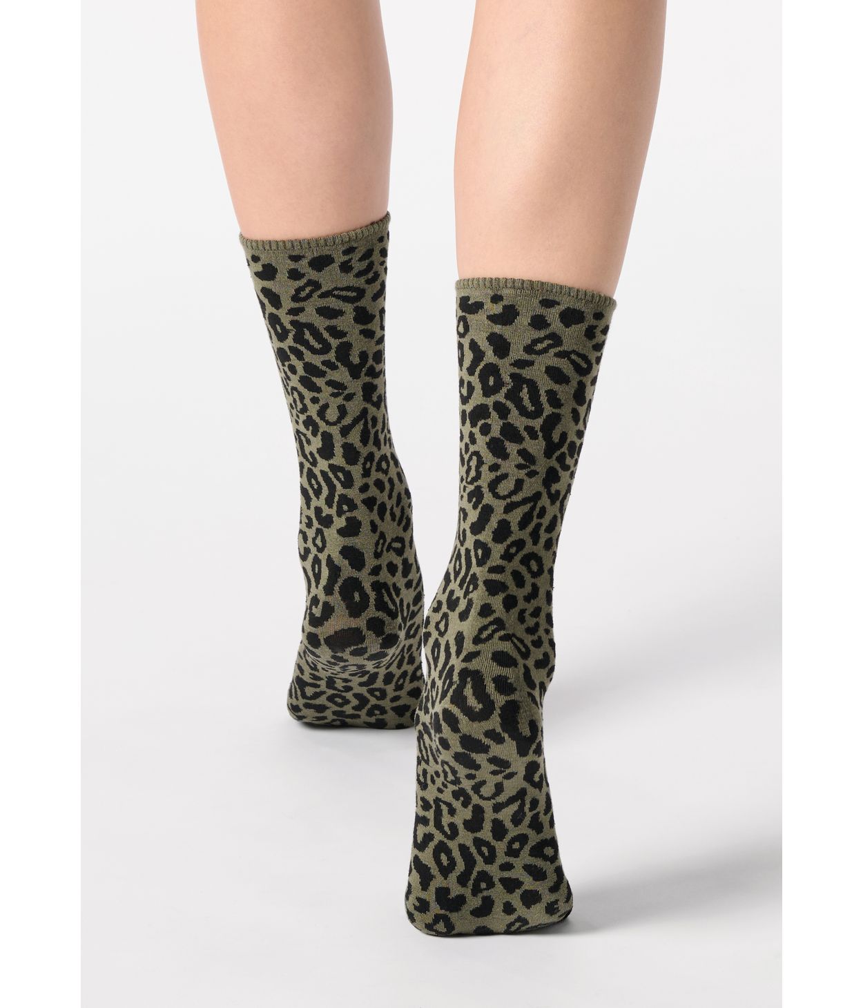 Oroblu Leopard Socks Military  OS