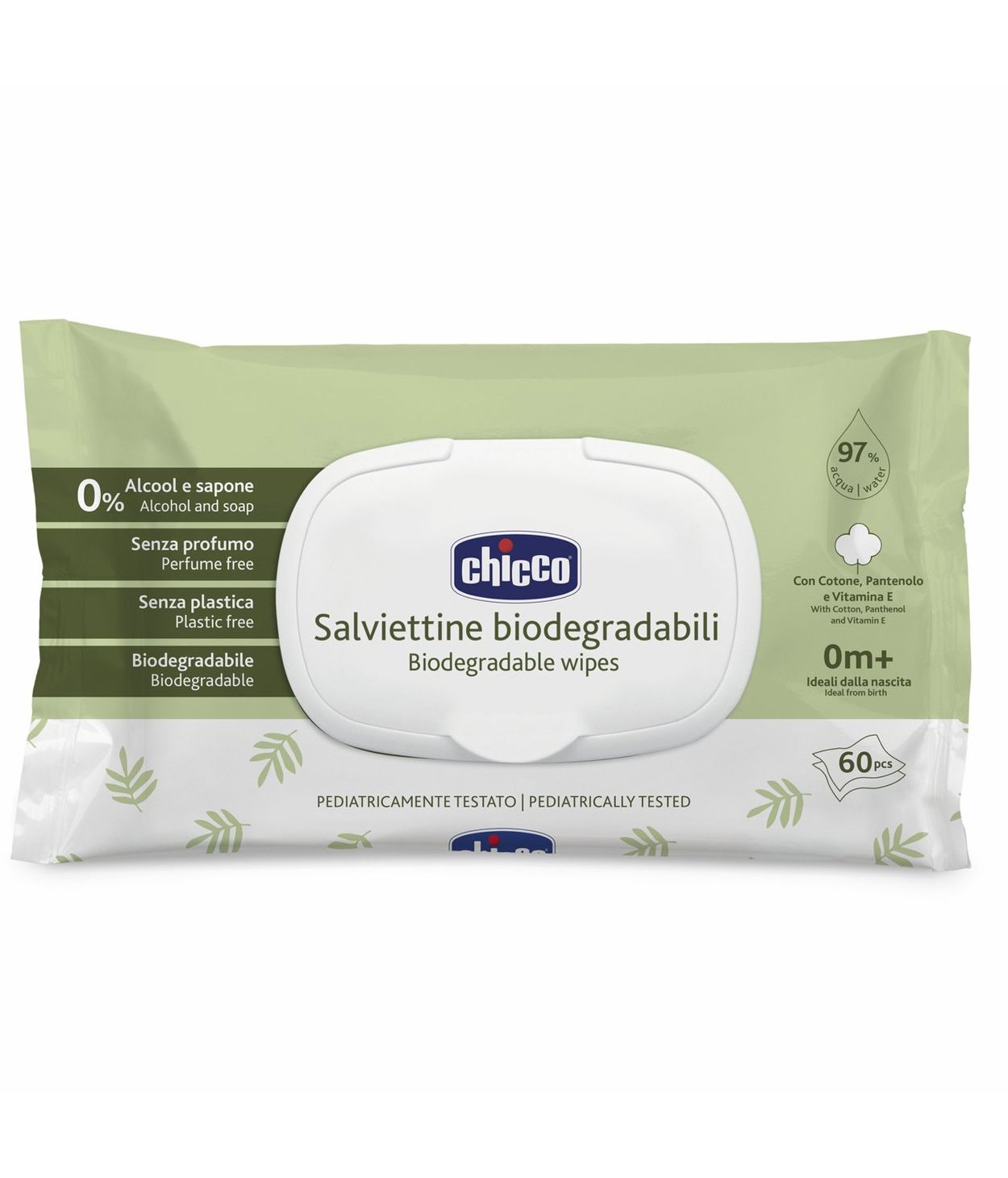Chicco Baby M blautklútar Niðurbrjótanlegir 60stk