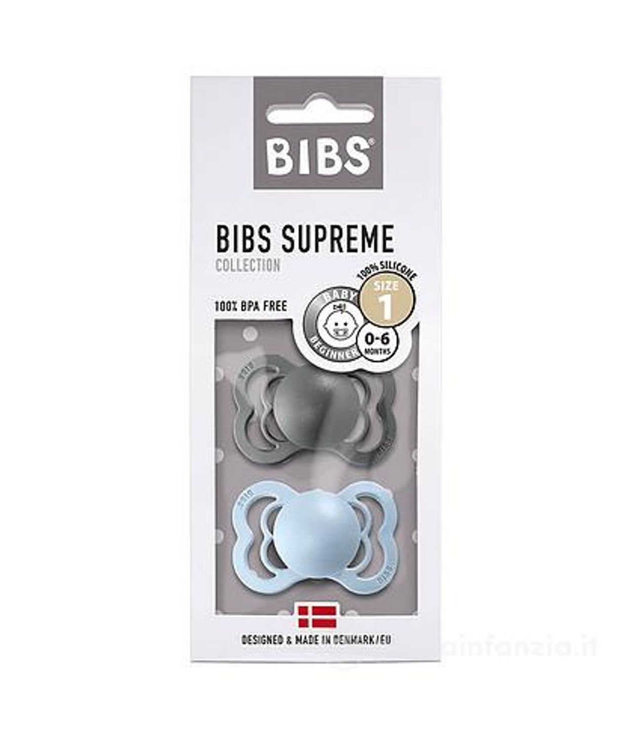 BIBS Supreme Iron/Baby Blue Silicone