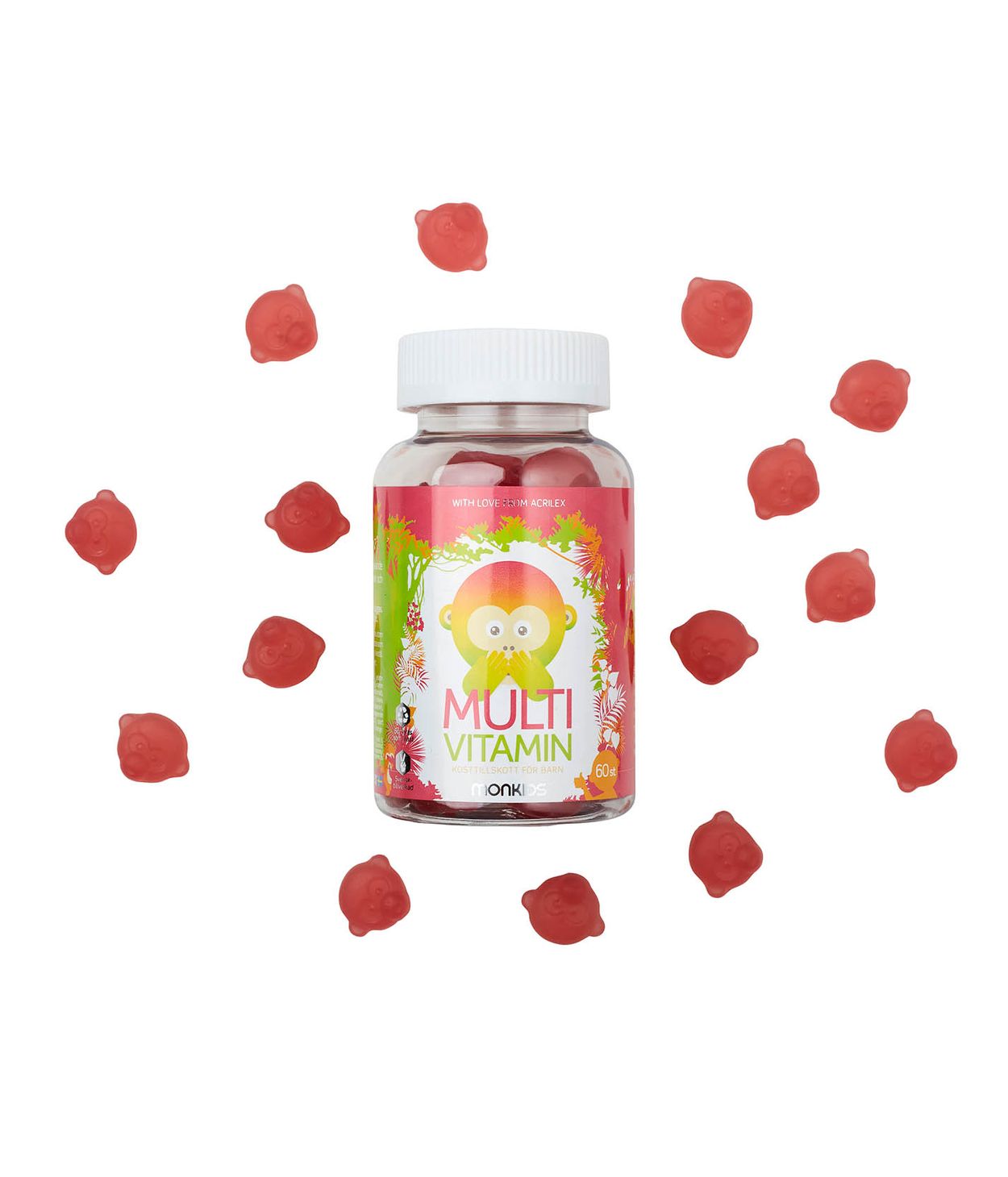Monkids Fjölvítamín með Hindberjabragði 60stk