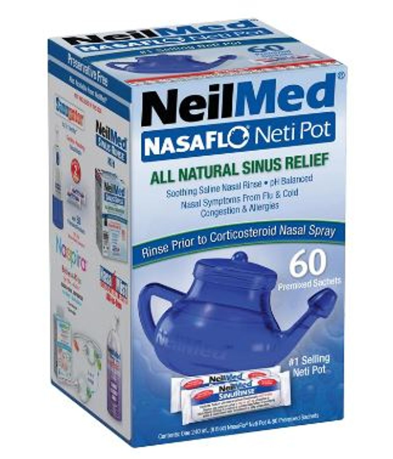 NeilMed NasaFlo Netipot Nefskolkanna + 60pokar