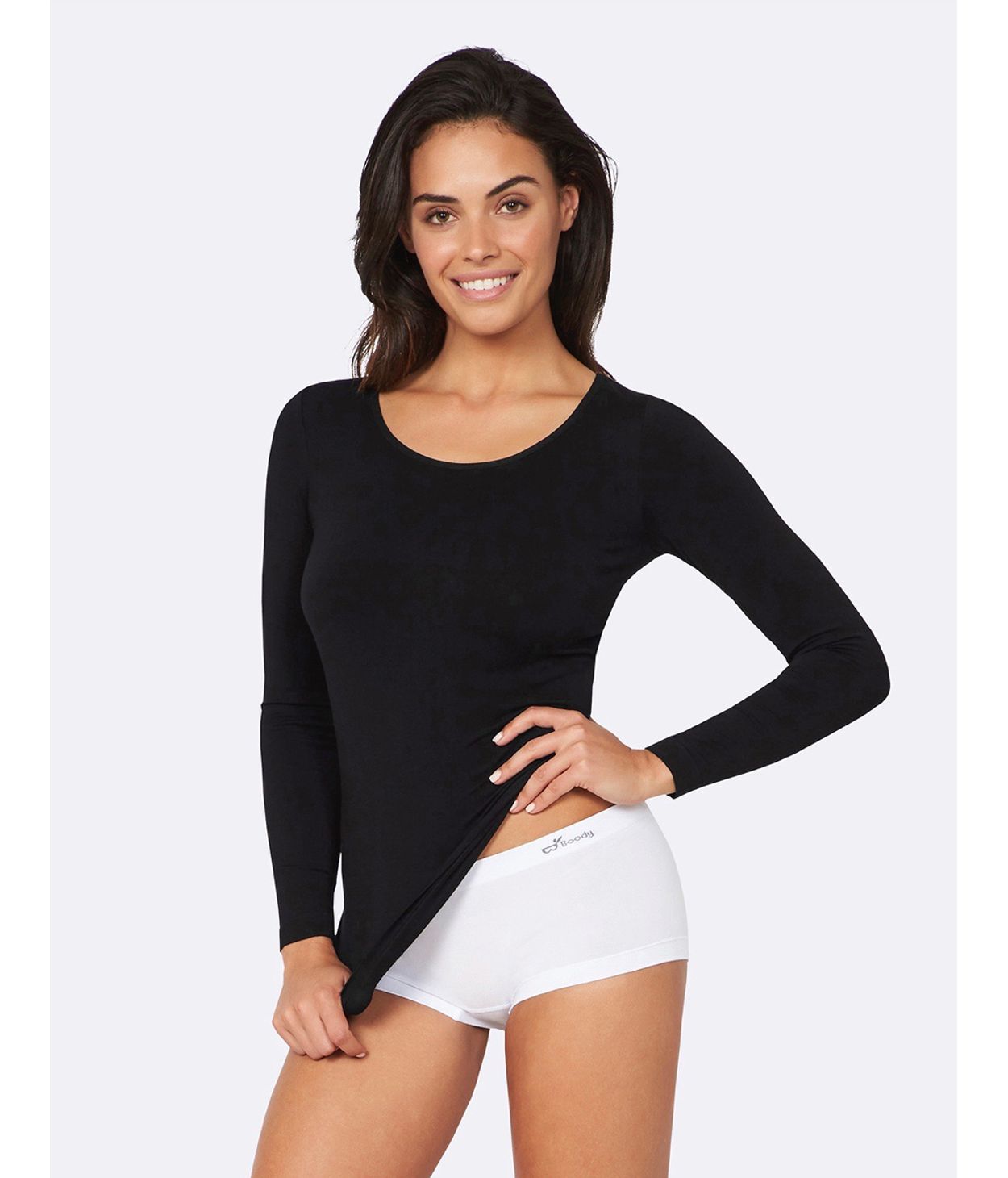 Boody Long Sleeve Crew Neck Top Black