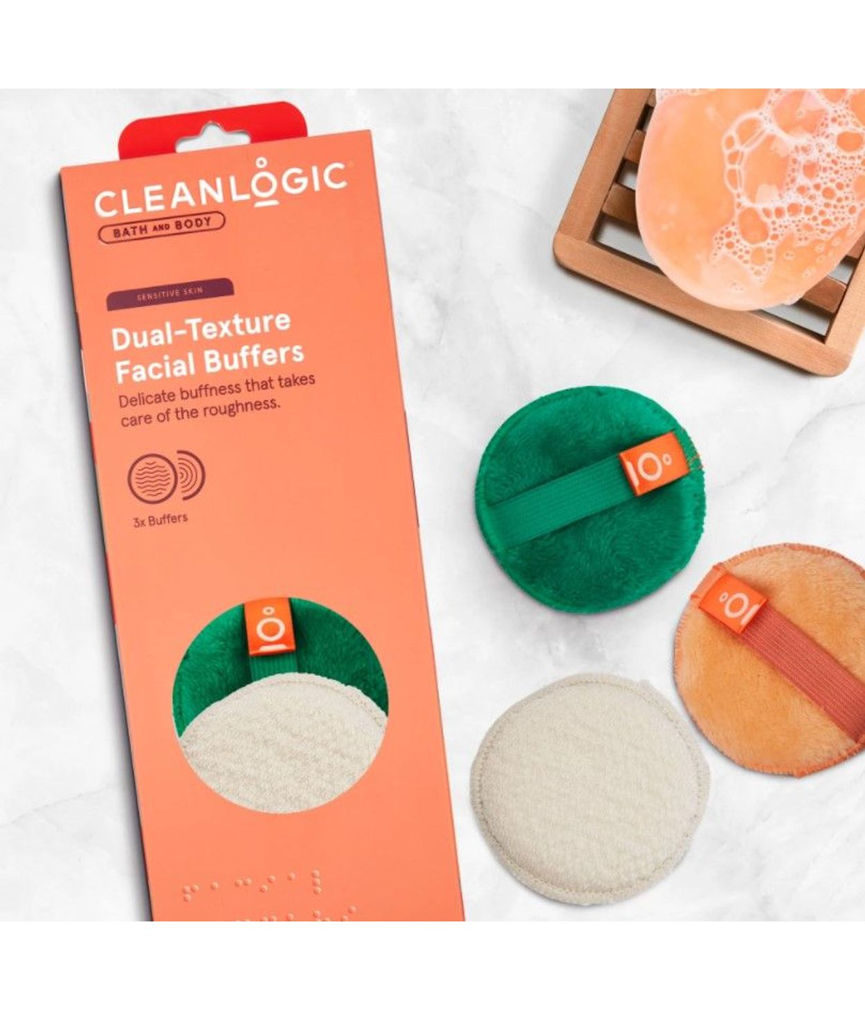 CLEANLOGIC Dual-Texture Facial Buffers
