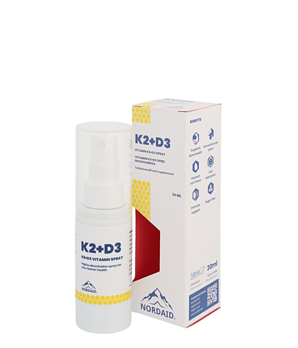 Nordaid K2 +D3 Munnúði 40 dagsskammtar