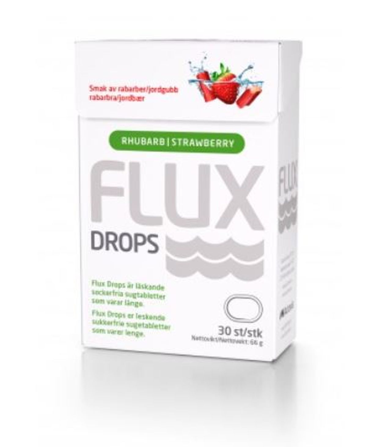 FLUX Drops Rabarbara/Jarðaber 30stk