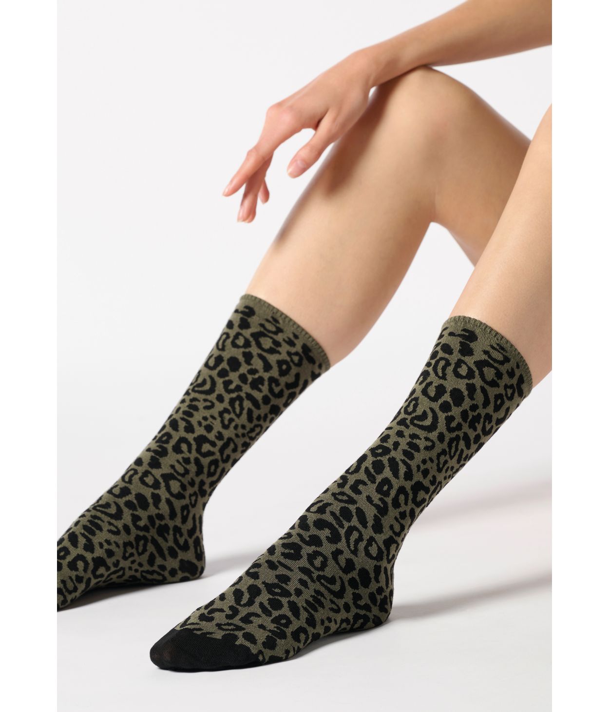 Oroblu Leopard Socks Military  OS