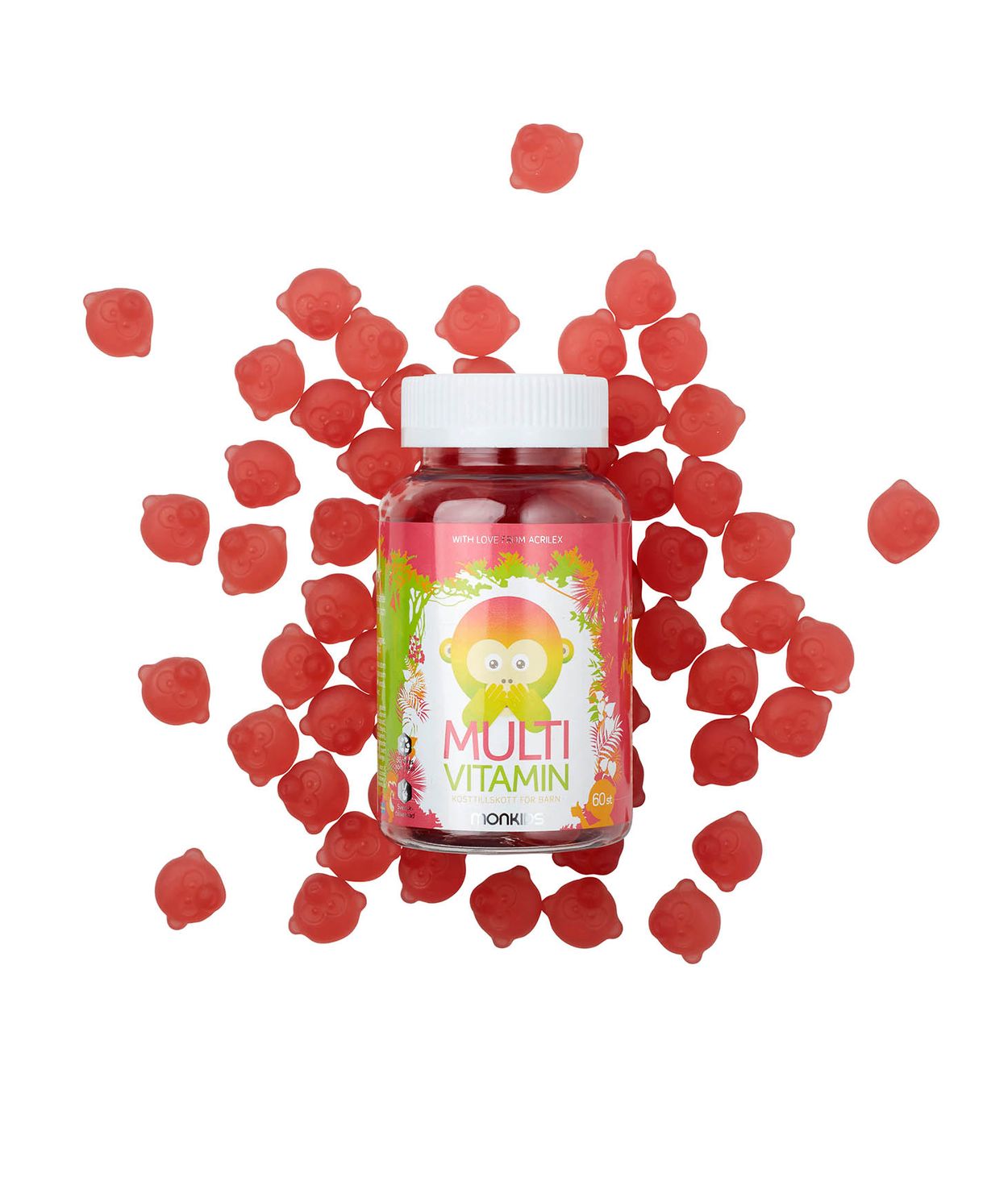 Monkids Fjölvítamín með Hindberjabragði 60stk
