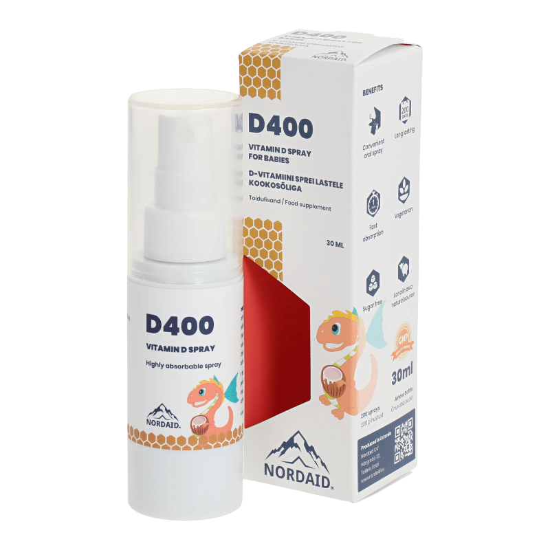 Nordaid D400iu með MCT Kókos Olíu 0-3 ára 200sk