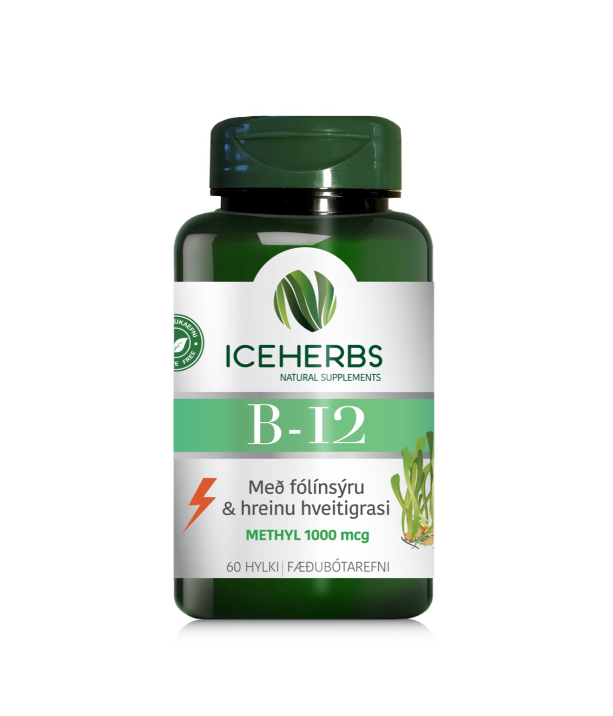 ICEHERBS B-12 Vítamín & Hveitigras 60stk