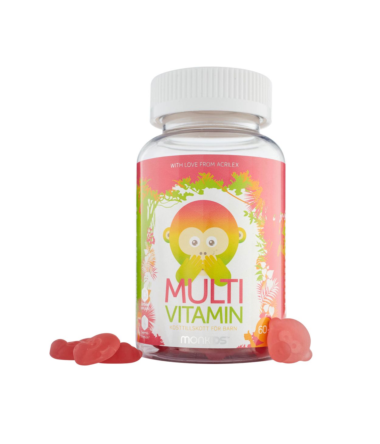 Monkids Fjölvítamín með Hindberjabragði 60stk