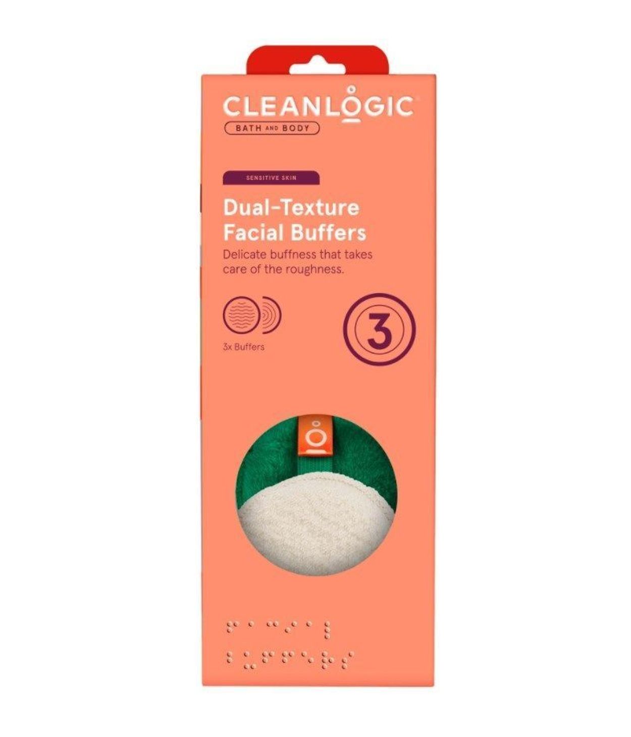 CLEANLOGIC Dual-Texture Facial Buffers