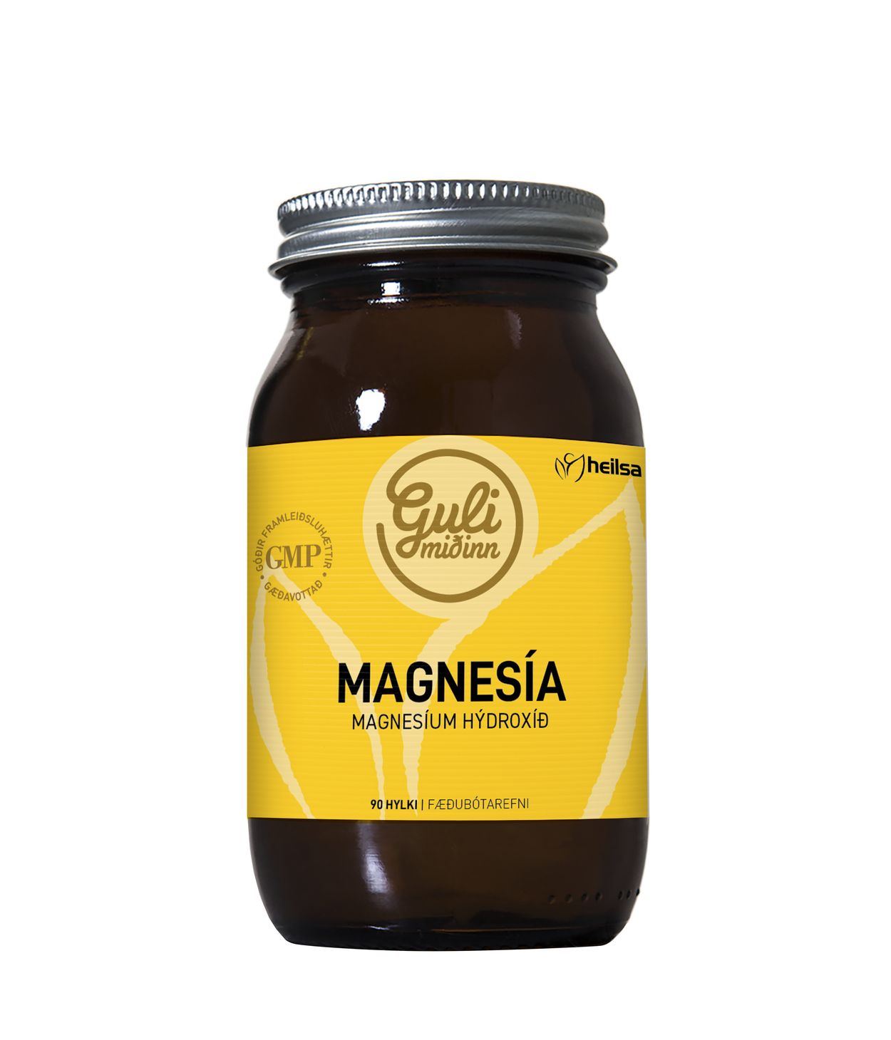 Guli Miðinn Magnesía Hydroxíð 90 Hylki