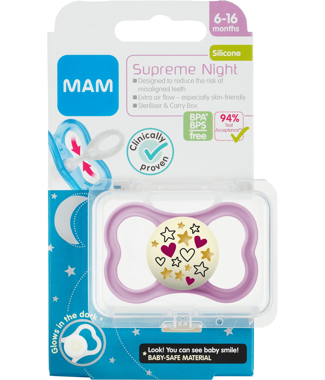 MAM Snuð Supreme Night 6-16m 1stk