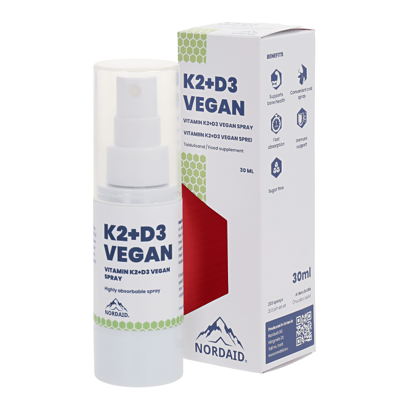 Nordaid K2+D3 Vegan munnúði 50 dagskammtar