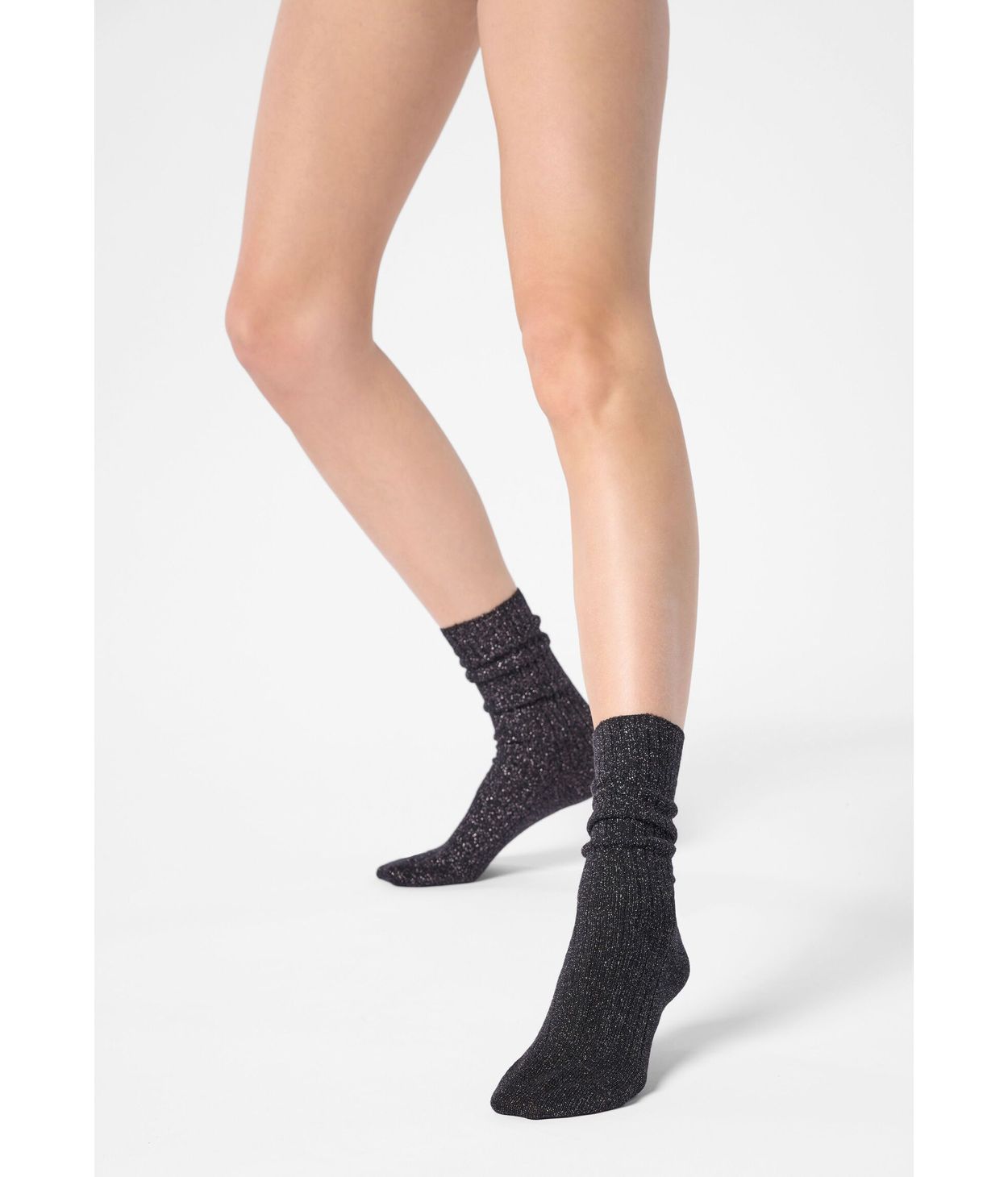 Oroblu Diamond Rib Socks  Black/Silver  OS